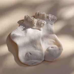 Cndor Ankelstrmper med blonde - Linen