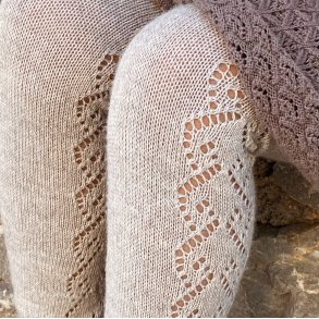 Cndor Uld Strmpebukser med hulmnster - Nougat