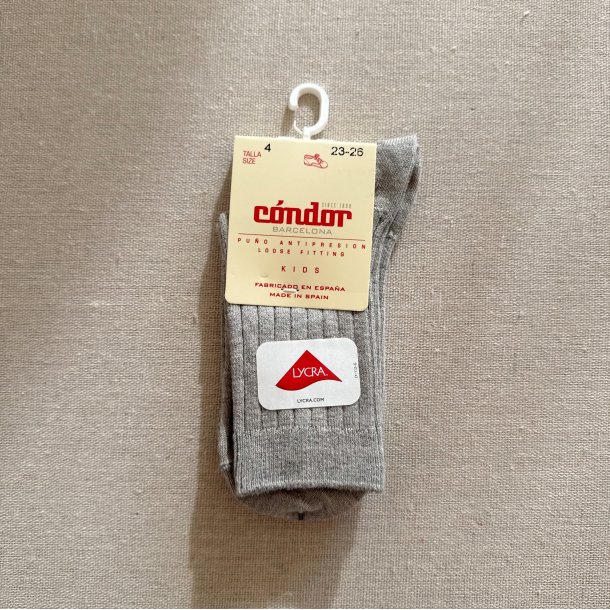 C�ndor Ankelstr�mper Rib - Light Grey - Gr�meleret