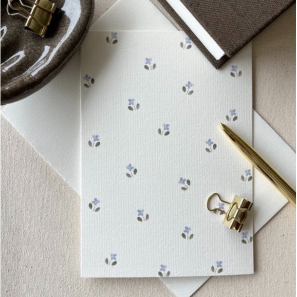 Lignes Bleues Kort - Petit Fleur Bleu Clair