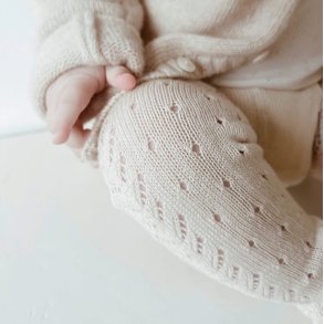 Cndor perle strmpebukser med hulmnster - Linen